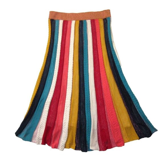 NWT Farm Rio x Anthropologie Petite Jimena Knit Maxi in Rainbow Stripe Skirt LP - Picture 4 of 7